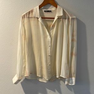 Cream & peach dainty top with delicate button down.  XS